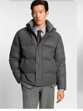 Boss Gray Quilted Puffer Jacket